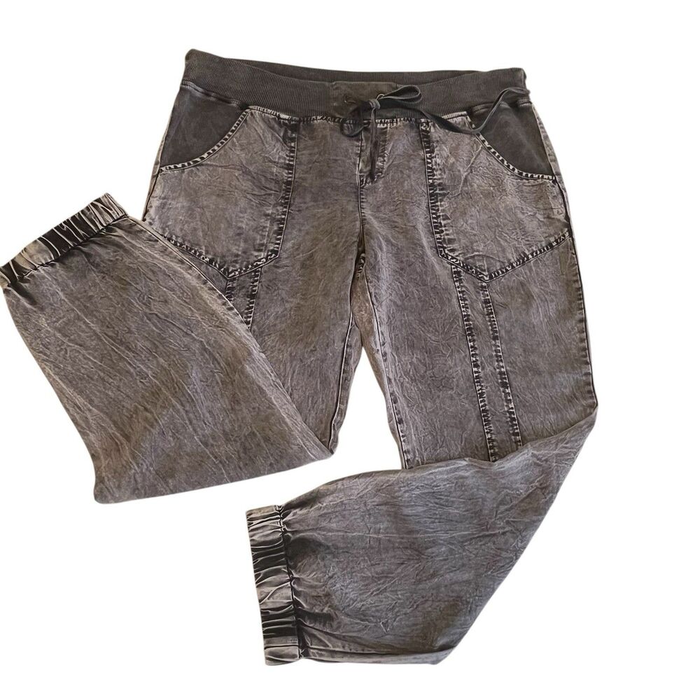 XCVI Pull-On Drawstring Jogger Pants Size XL Acid Wash 100% Tencel Athleisure